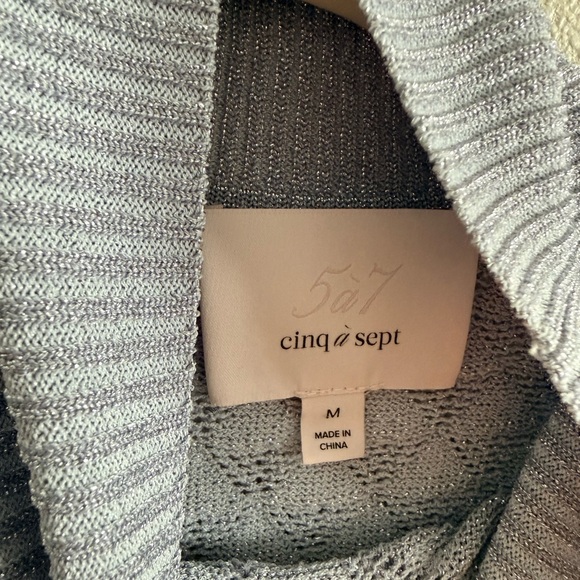 Cinq A Sept Lilette Metallic Diamond-knit Turtleneck In Mecury Metallic - Medium - Picture 3 of 4